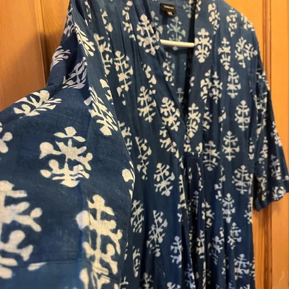 Indigo Blue Midi Dress in Indian Cotton - Picture 5 of 7